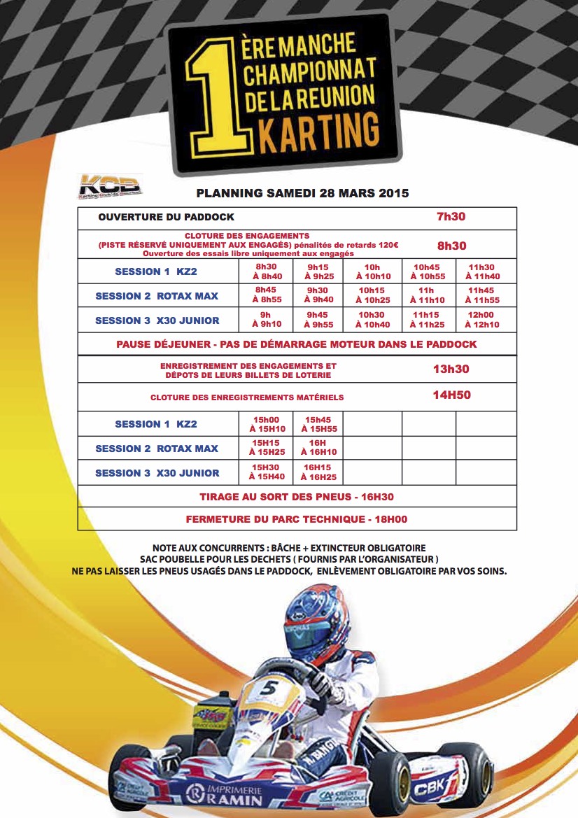 Programme 28 Mars Karting 974 KCB