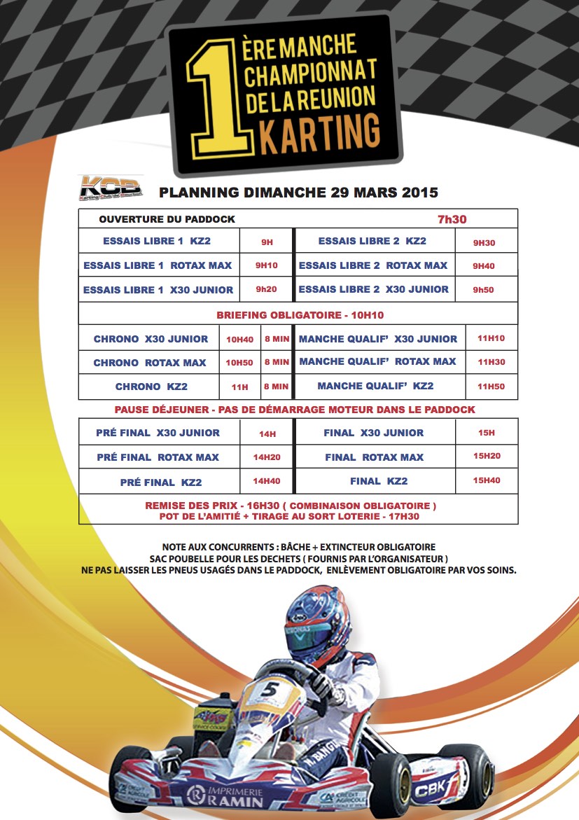 Programme 29 Mars Karting 974 KCB