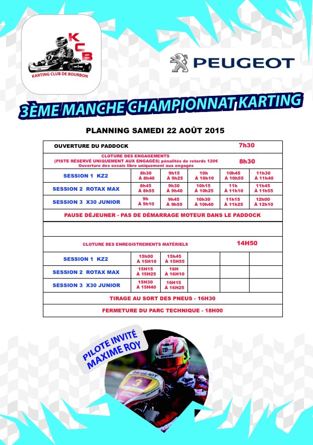 3e Manche Karting Réunion 2015