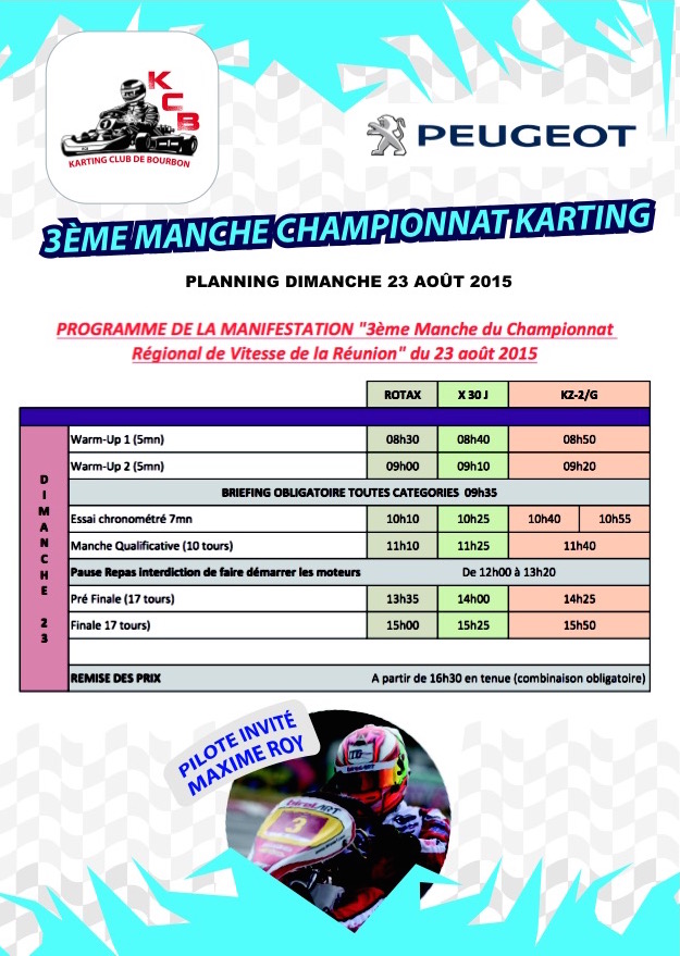 3e Manche Karting Réunion 2015
